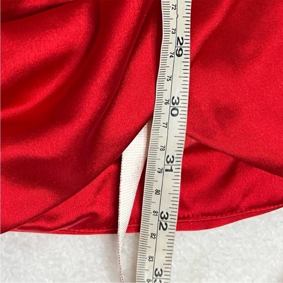 House Of CB Cocktail Dress Red Satin Long Sleeve V Neck Cocktail Dress Size XS - Picture 6 of 14